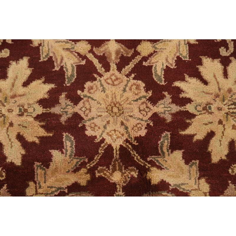 Traditional Floral Agra Oriental Area Rug Handmade Red Wool Carpet - 6'1" x 9'3"