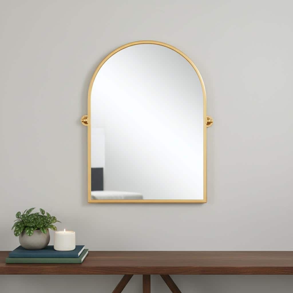 HomeRoots 36" Gold Metal Arch Tilting Framed Accent Mirror - 23.97 in. x 35.76 in. x 3.14 in.