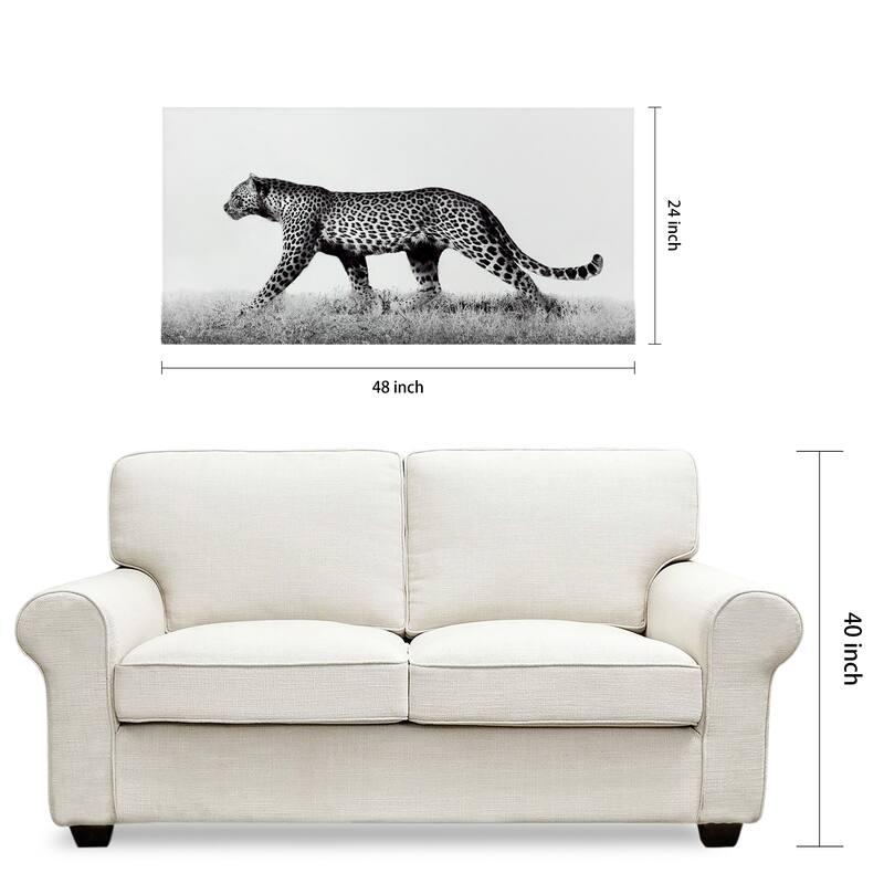 "Fearless Leopard 2" Frameless Free Floating Tempered Glass Panel Graphic Wall Art