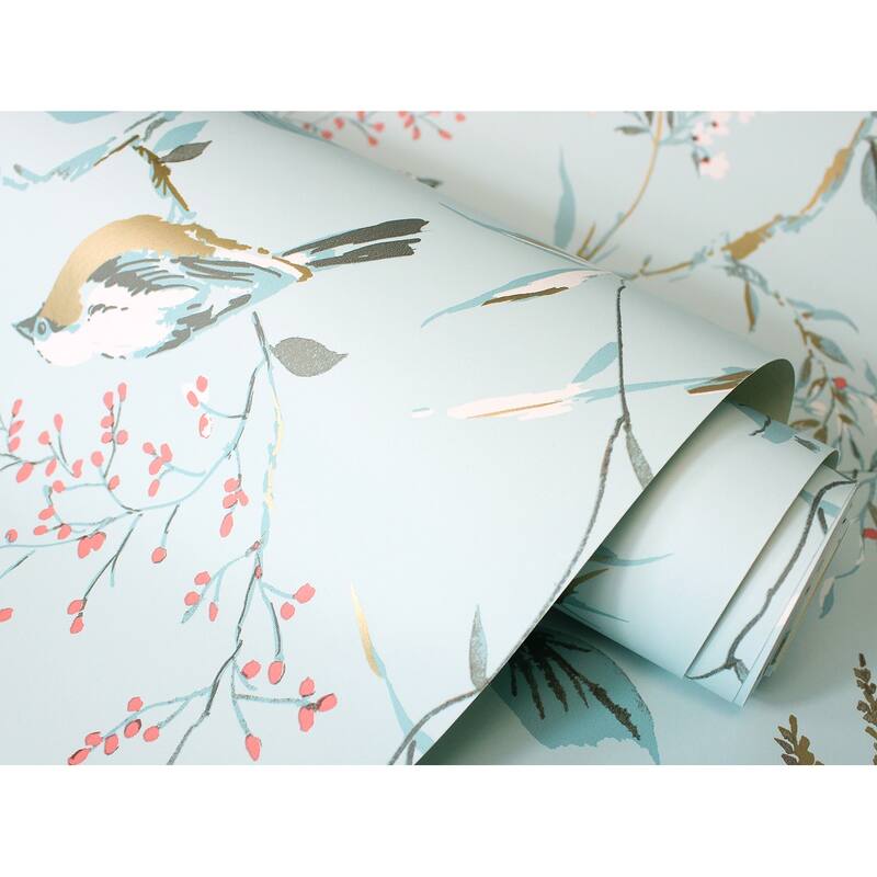 Fine Decor Mariko Light Blue Botanical Wallpaper