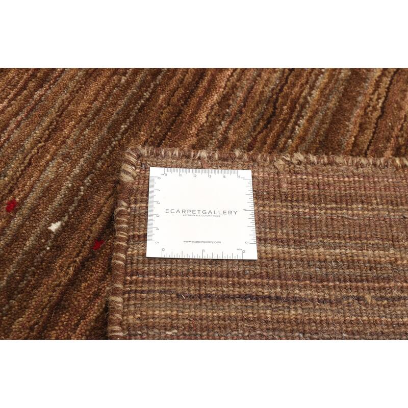 ECARPETGALLERY Hand Loomed Kashkuli Gabbeh Brown Wool Rug - 5'0 x 7'9
