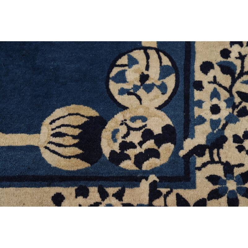 Vegetable Dye Floral Peking Chinese Area Rug Hand-Knotted Wool Carpet - 9'10"x 13'5"