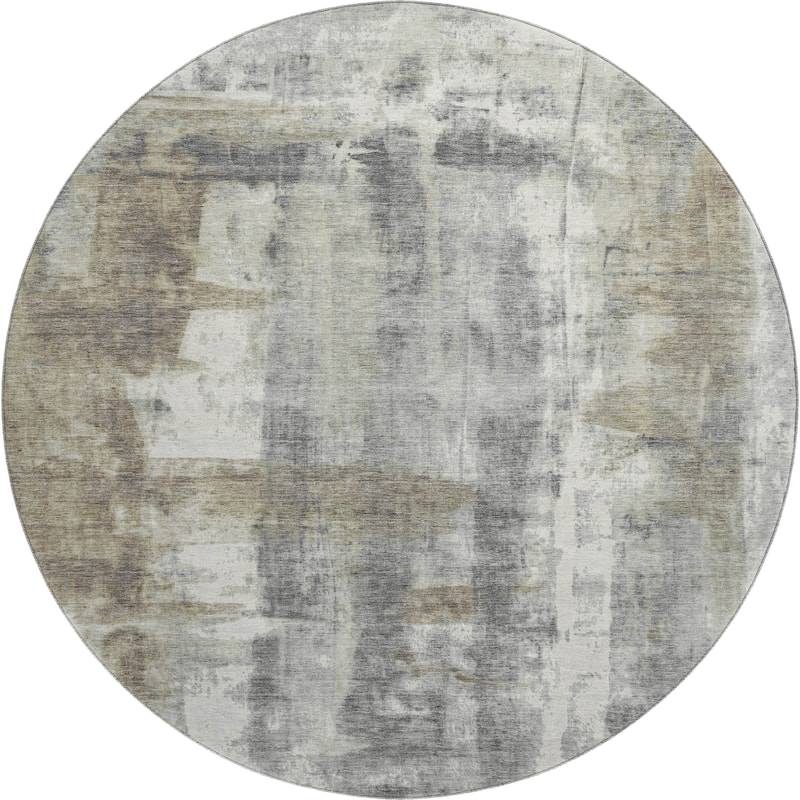 HomeRoots Abstract Transitional Round Area Rug - 8' Round