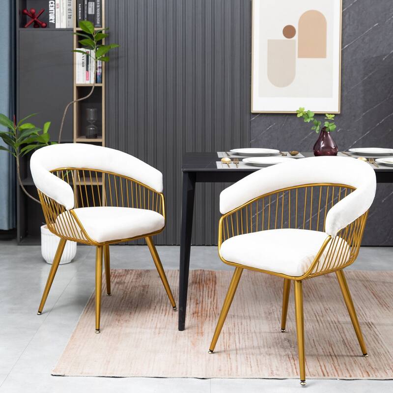 XINMICS Modern Dining Chair, Velvet Back Armchair for Living Room/Study, Set of 2/4/6 - set of 2 - Beige
