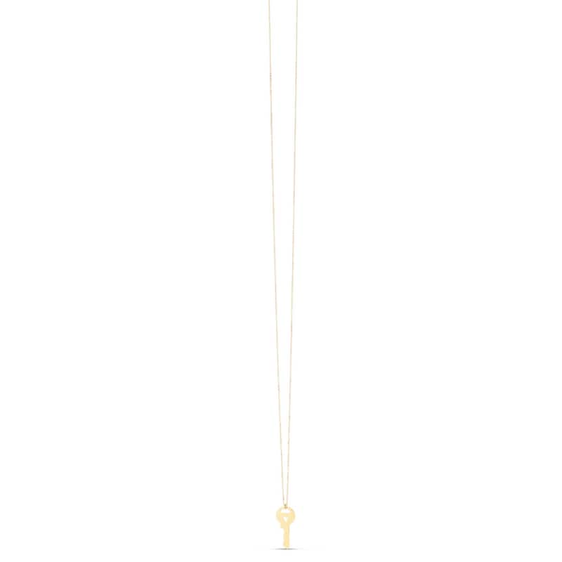 Curata 14k Yellow Gold 18" 7.2mm x15.7mm Heart in Key Necklace (Spring ring)