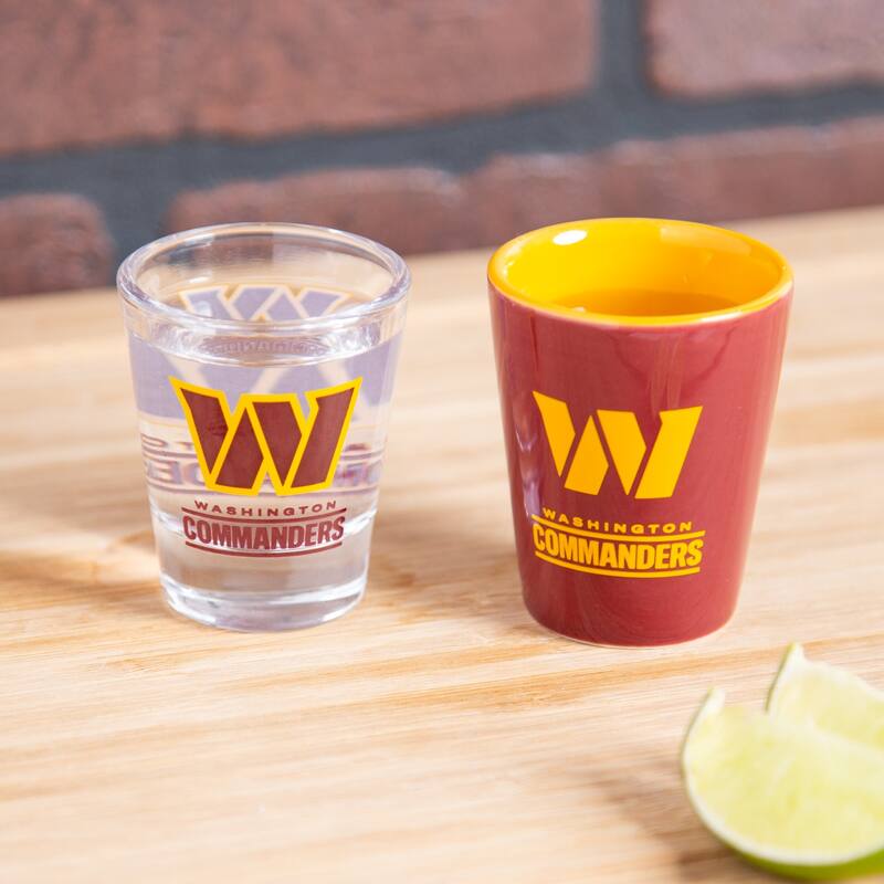 4-Piece Ceramic and Glass 2 oz. Shot Glass Set, Washington Commanders
