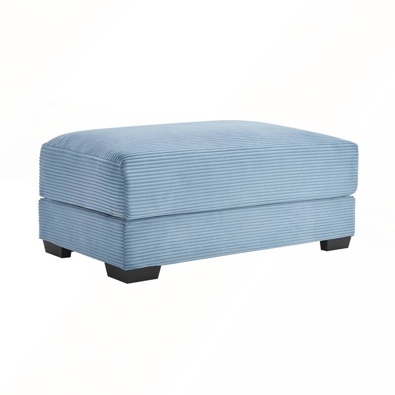 28 Inch Green Corduroy Ottoman with Extra-Wide Armrests and Durable High-Density Fabric for Comfortable Seating