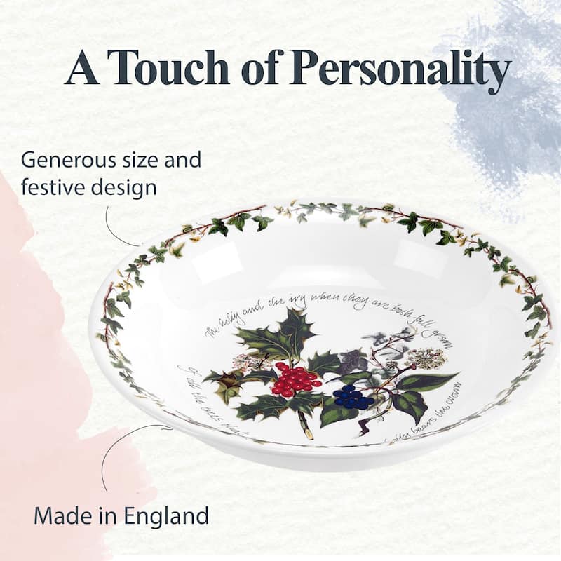 Portmeirion Christmas The Holly and Ivy Set of 4 Pasta Bowls - 8 in