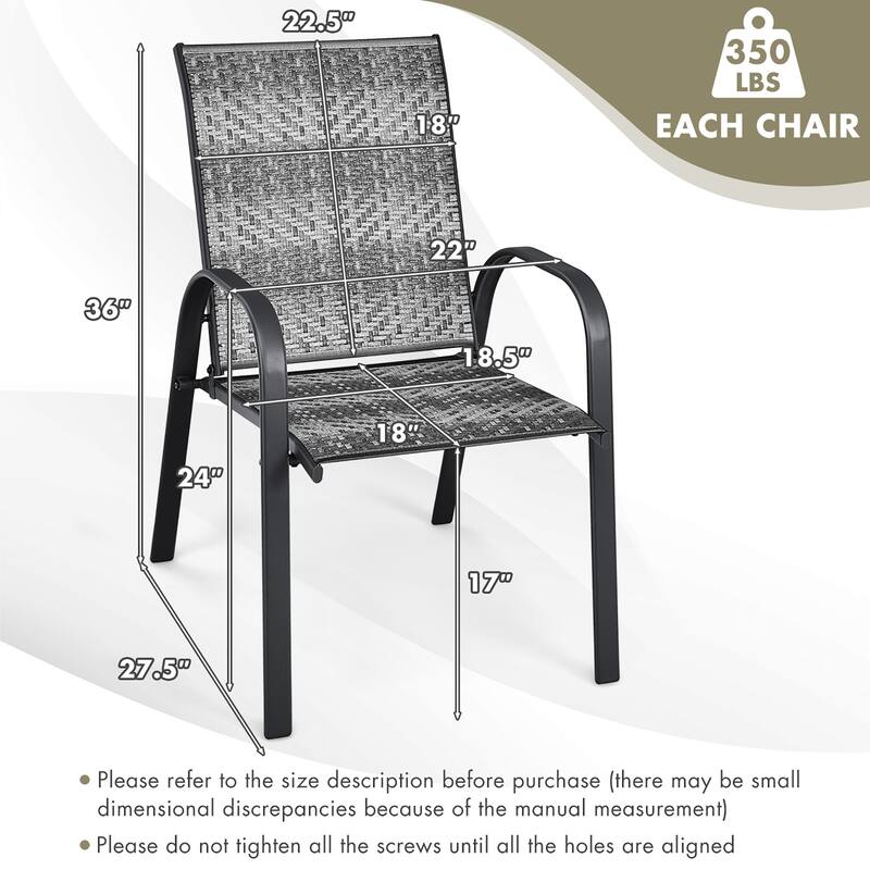 Costway Set of 6 Patio Rattan Dining Chairs Stackable Armrest Garden - See Details