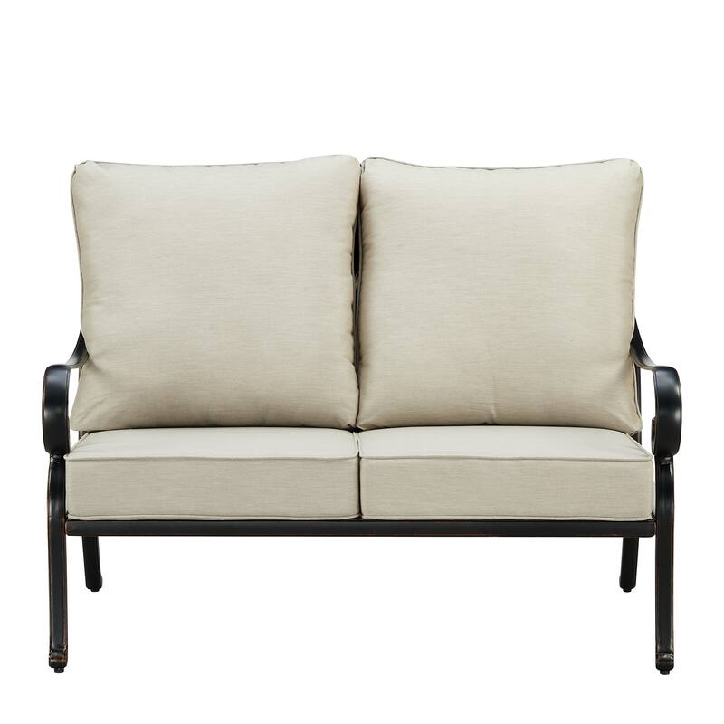 Black Aluminum Deep Seating Deep Seating Loveseat with Cushions
