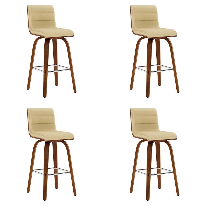 Skara Mid-Century Swivel Counter Stool, Upholstered Counter Height Chair with Bentwood Legs
