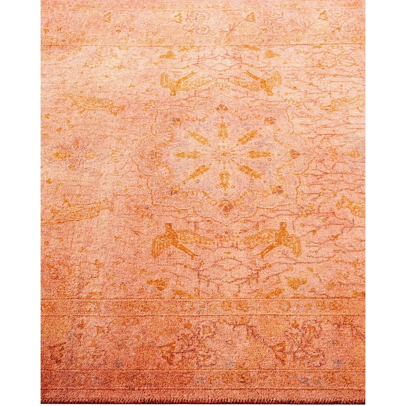 Overton Hand Knotted Wool Vintage Inspired Modern Contemporary Overdyed Pink Area Rug - 3' 2" x 5' 4"