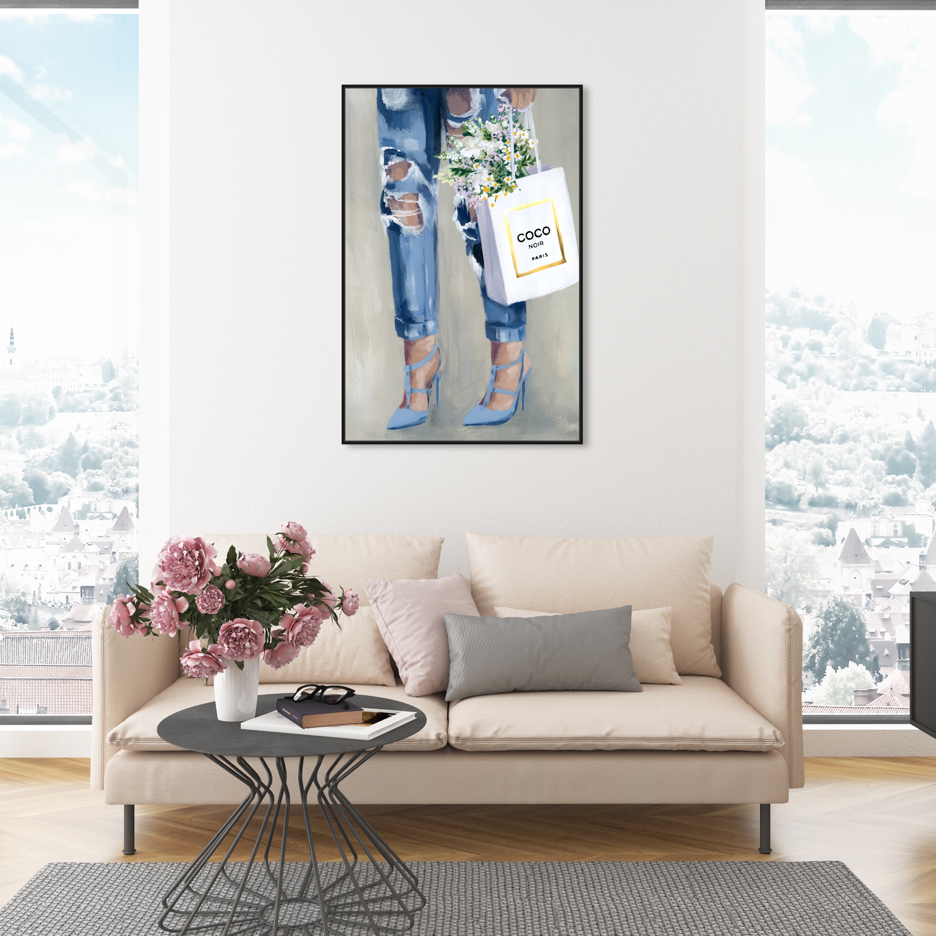 Oliver Gal 'Denim Dream' Fashion and Glam Wall Art Framed Canvas Print  Outfits - Blue, Gray - On Sale - Bed Bath & Beyond - 32481034