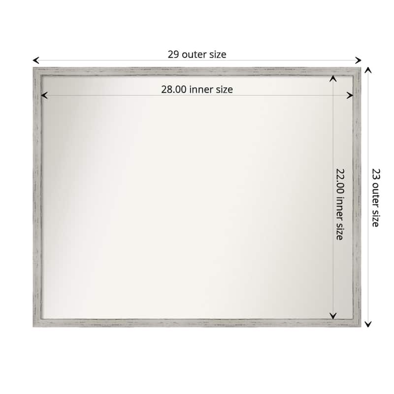 Non-Beveled Bathroom Wall Mirror - Parlor White Frame - 34 x 28 in - Parlor White