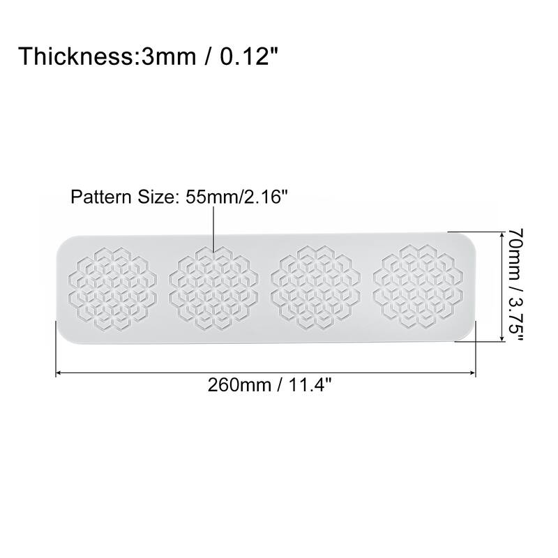 Fondant Lace Mold Horizontal Stripe Pattern 3D Hollow Honeycomb 260*70*3mm - Grey - Grey