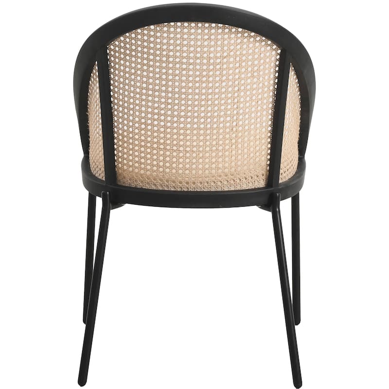 Urbane Modern Stylish Dining Chair with Vinyl Fabric Seat and Wicker Back for Dining Room & Kitchen, Set of 2