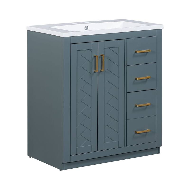 30'' Modern Freestanding Bathroom Vanity with Top Sink , Solid Wood Frame