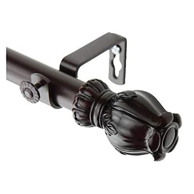Modern Window Curtain Rod - Tension Mount, Adjustable, Decorative Home Accent, Mahogany Finish - 84