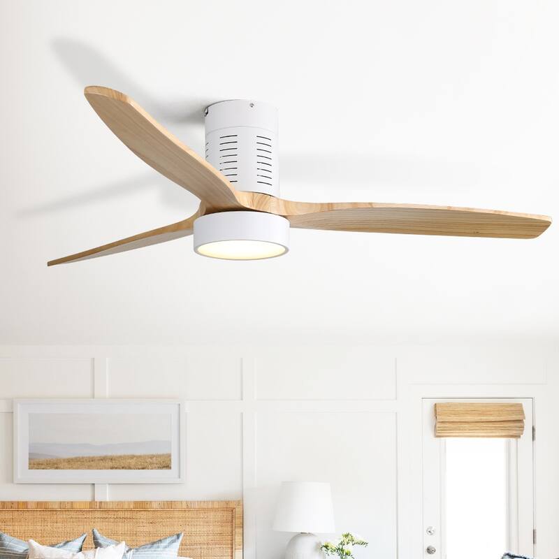 Sofucor 52 Inch Light Luxury Walnut Style Solid Wood Ceiling Fan with Remote Control,Adjustable lighting,Smart Optional