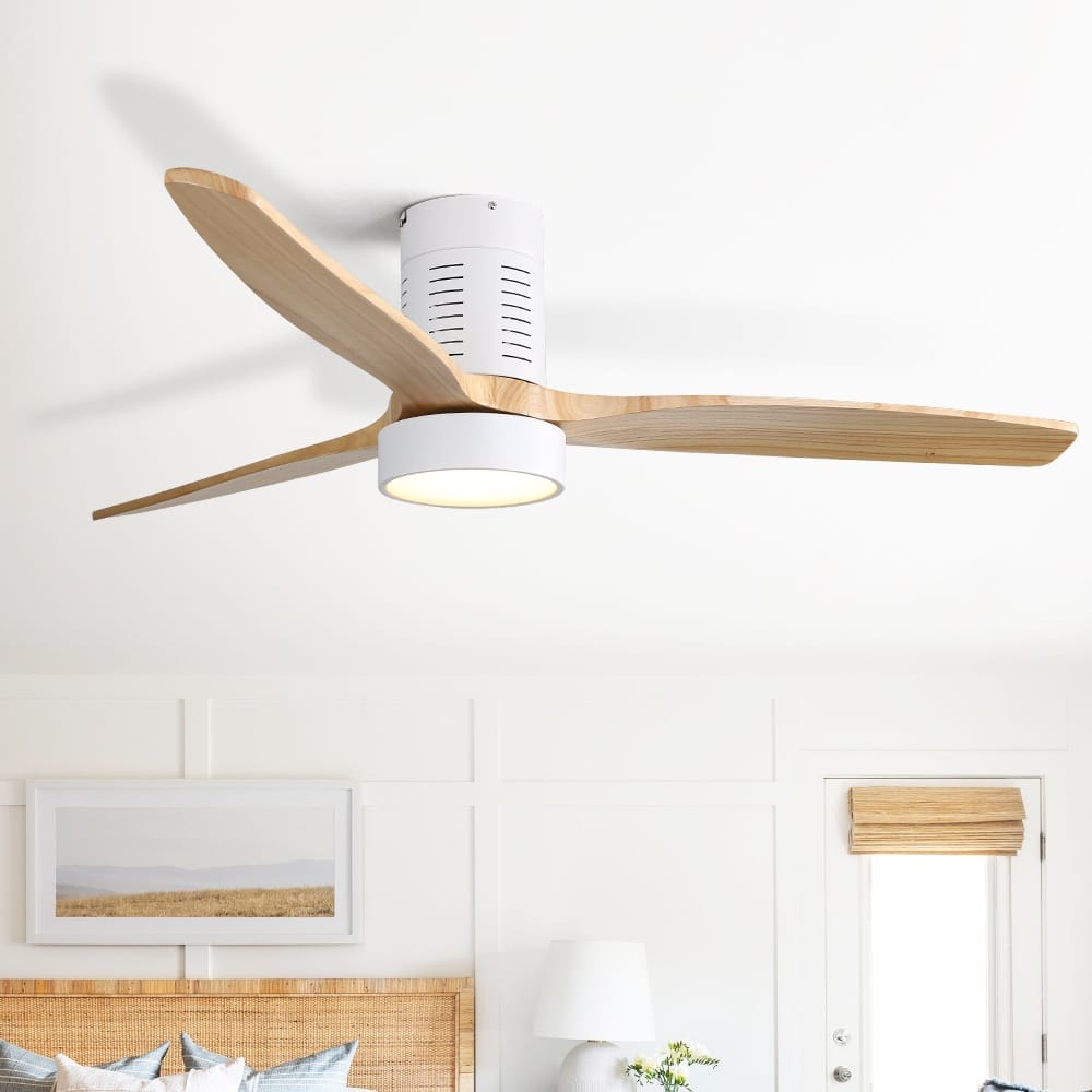 Sofucor 52 Inch Light Luxury Walnut Style Solid Wood Ceiling Fan with Remote Control,Adjustable lighting,Smart Optional