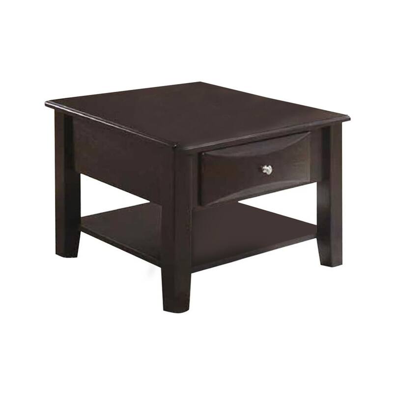 22 in. Brown Square Wood End Table with Storage Drawer for Convenience