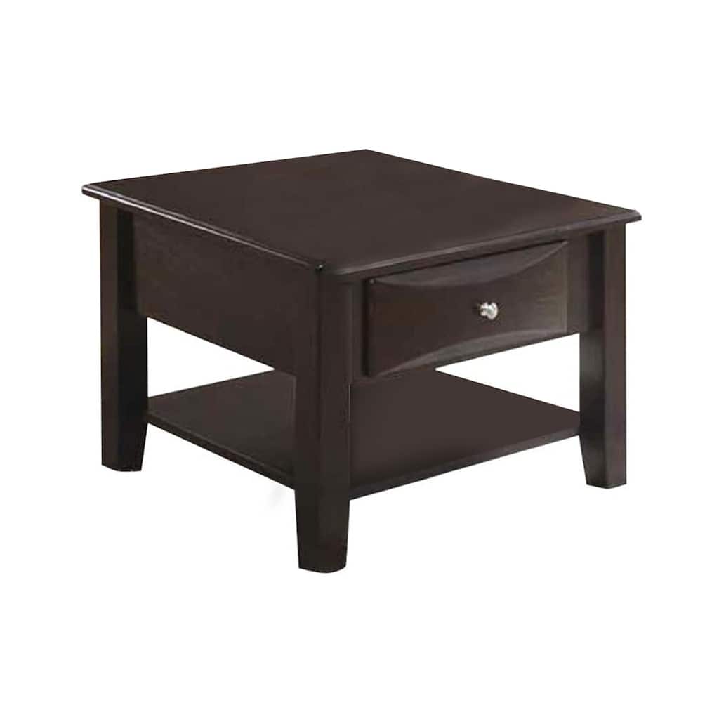 22 in. Brown Square Wood End Table with Storage Drawer for Convenience