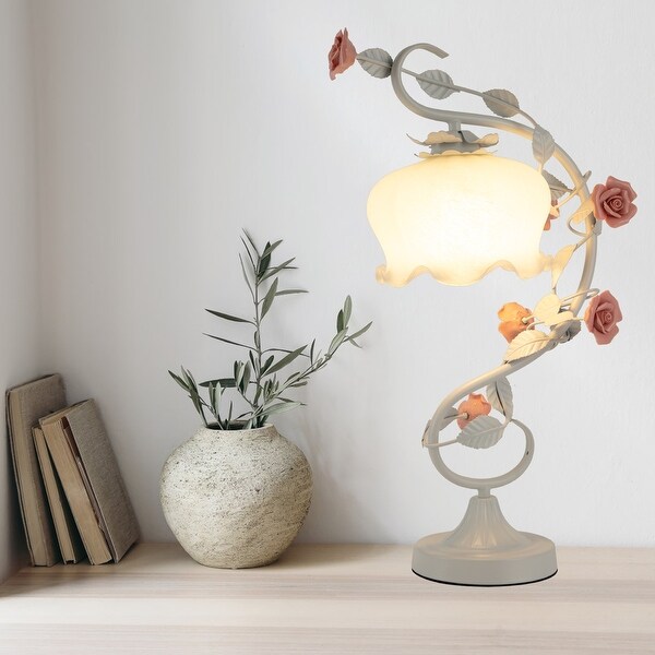 Flower Table Lamp With Glass Lampshade 20 inches Tall On Sale Bed Bath Beyond 37744341