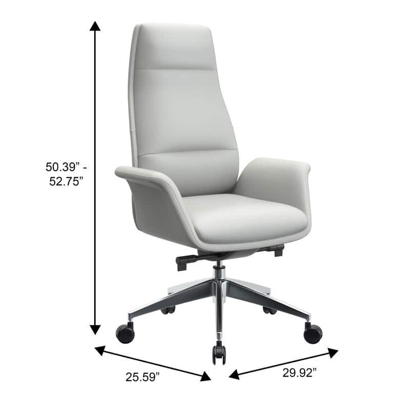 Summit High-Back Swivel Leather in Metal Frame Office Desk Chair with Adjustable Height, Synchro Tilt & Plush Cushion Comfort