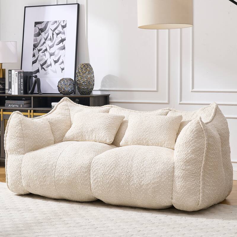 Giant Bean Bag Loveseat Sofa with Armrest for Living Room