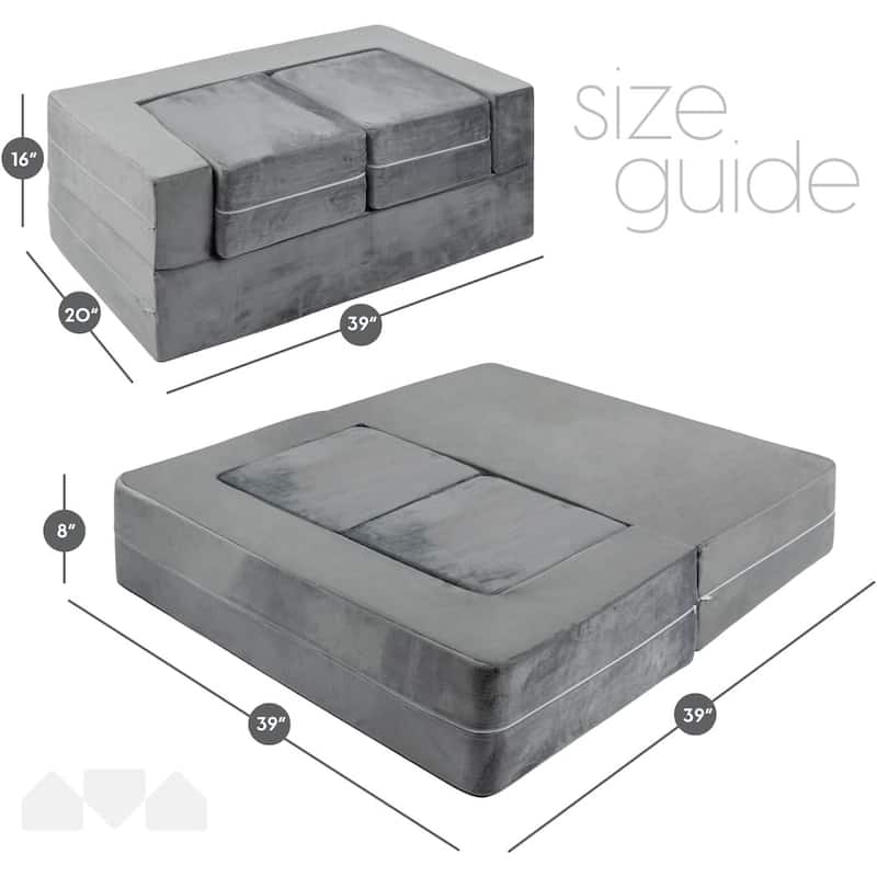 Milliard Kids Couch - Modular Kids Sofa for Toddler and Baby Playroom/Bedroom Furniture (Grey) with Bonus Pillow