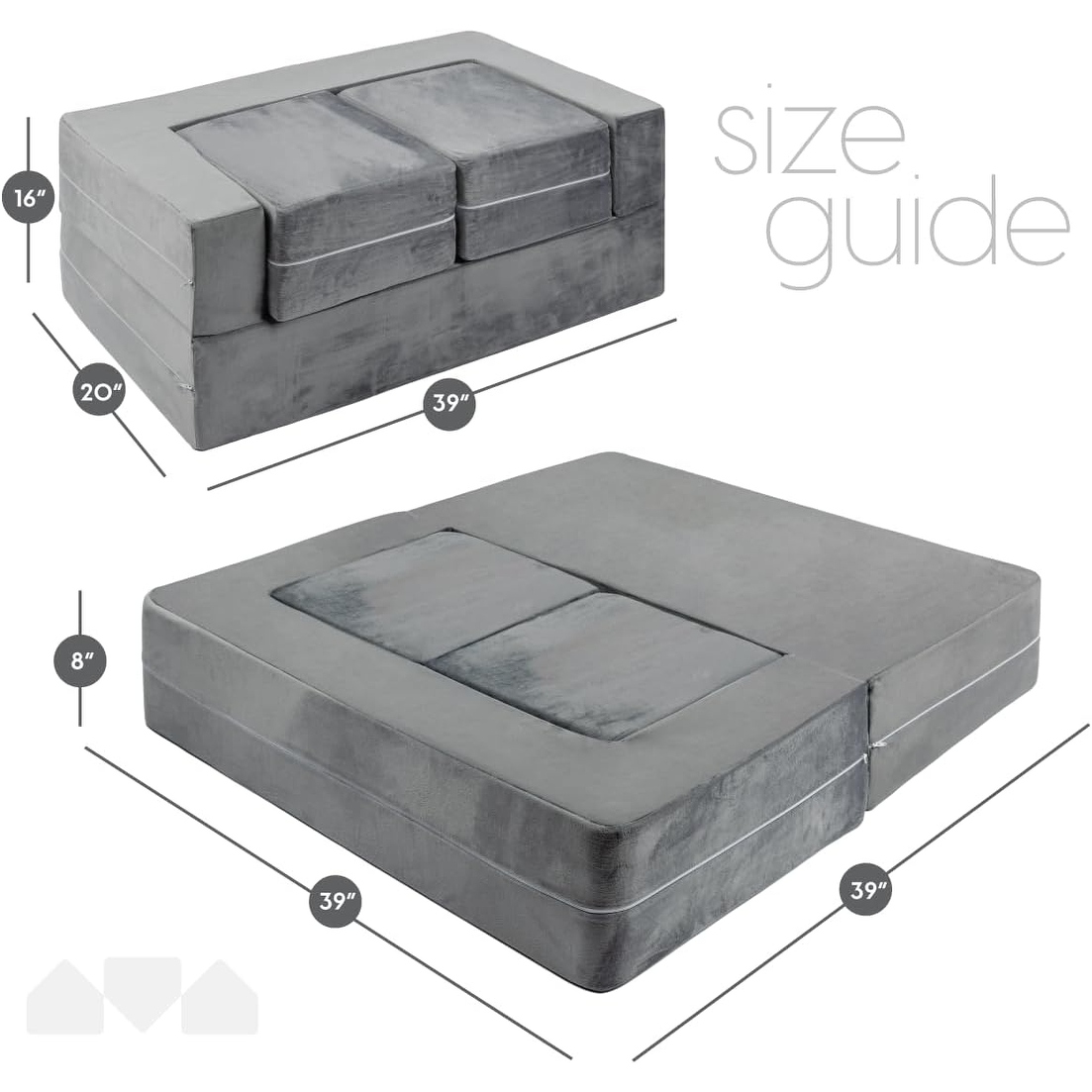 Milliard Kids Couch Modular Kids Sofa for Toddler and Baby Playroom Bedroom Furniture Grey with Bonus Pillow