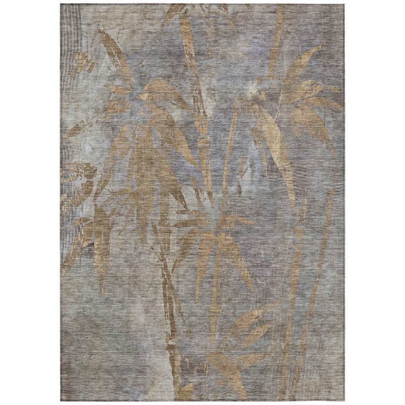 Machine Washable Indoor/ Outdoor Modern Floral Chantille Rug