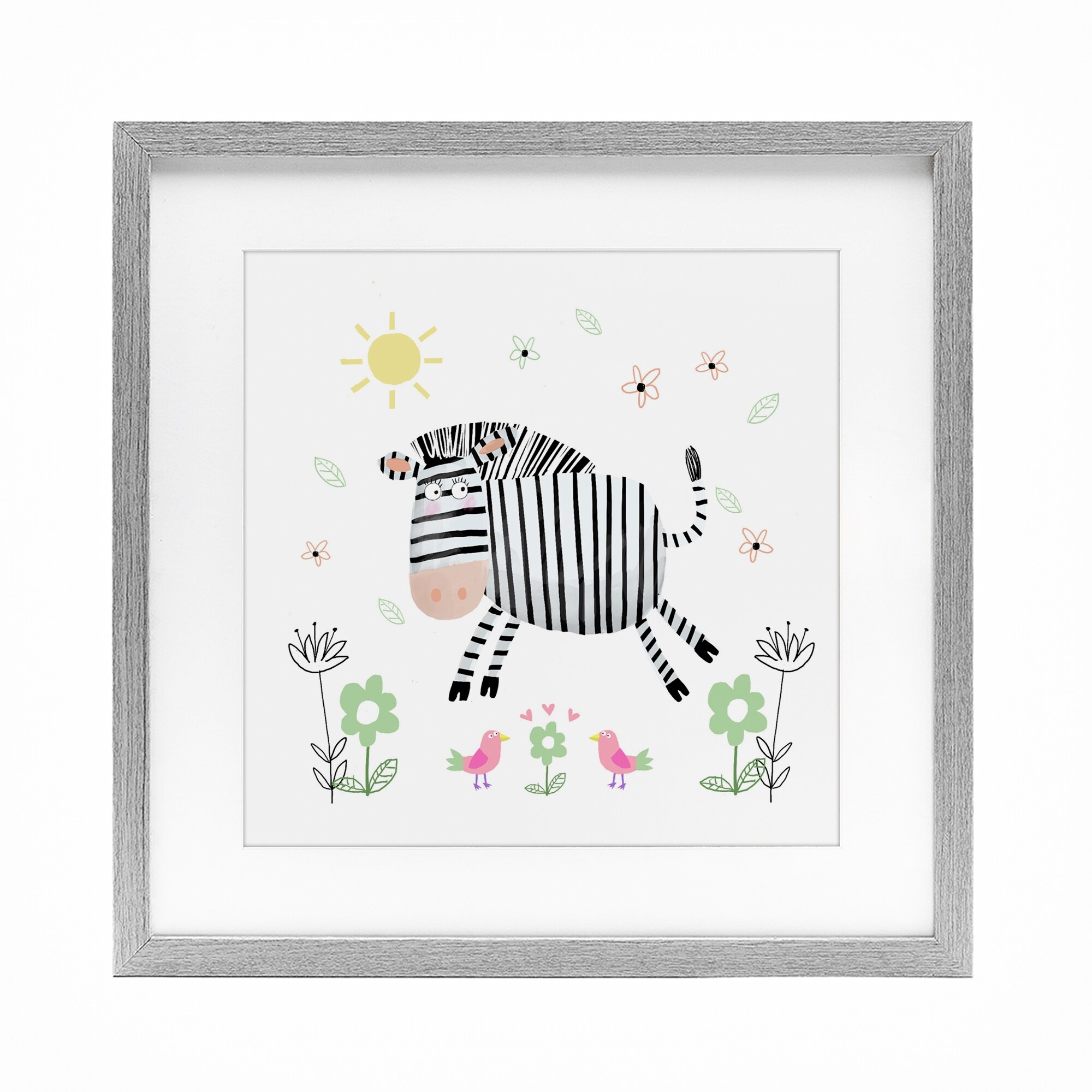 Stupell Floral Baby Zebra Illustration Under Glass Framed Design By Carla Daly