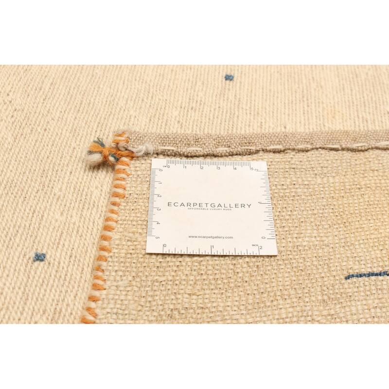 ECARPETGALLERY Flat-Weave Kashkuli Cream Wool Tapestry Kilim - 5'0 x 6'7