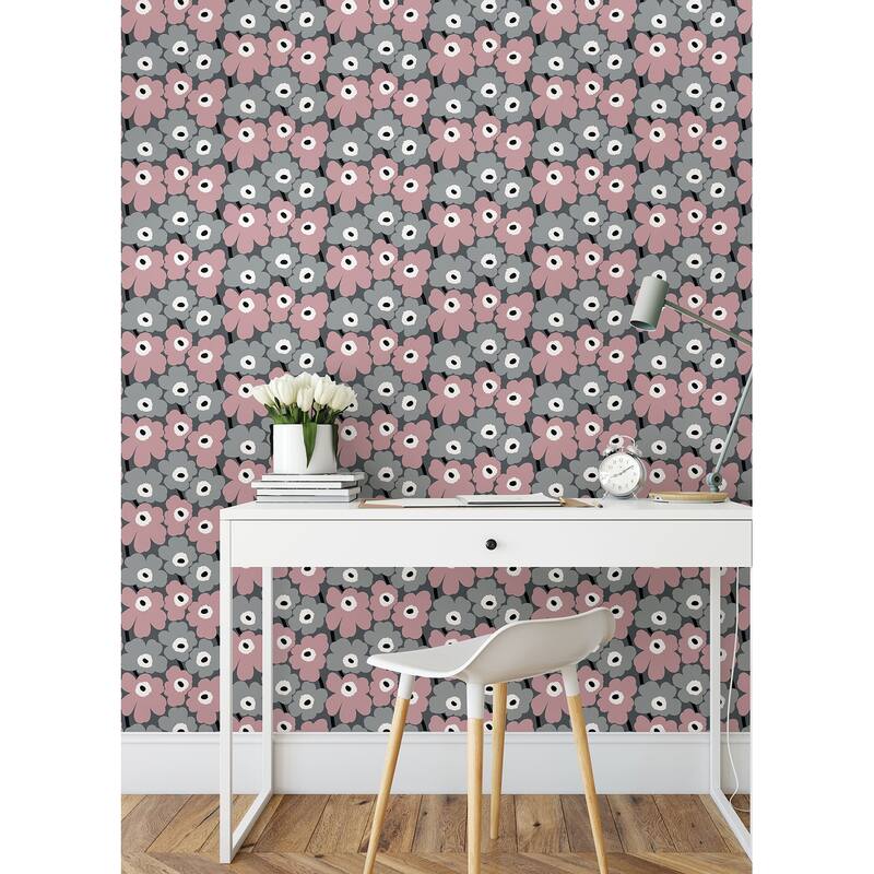 Marimekko Pink Pieni Unikko Peel & Stick Wallpaper