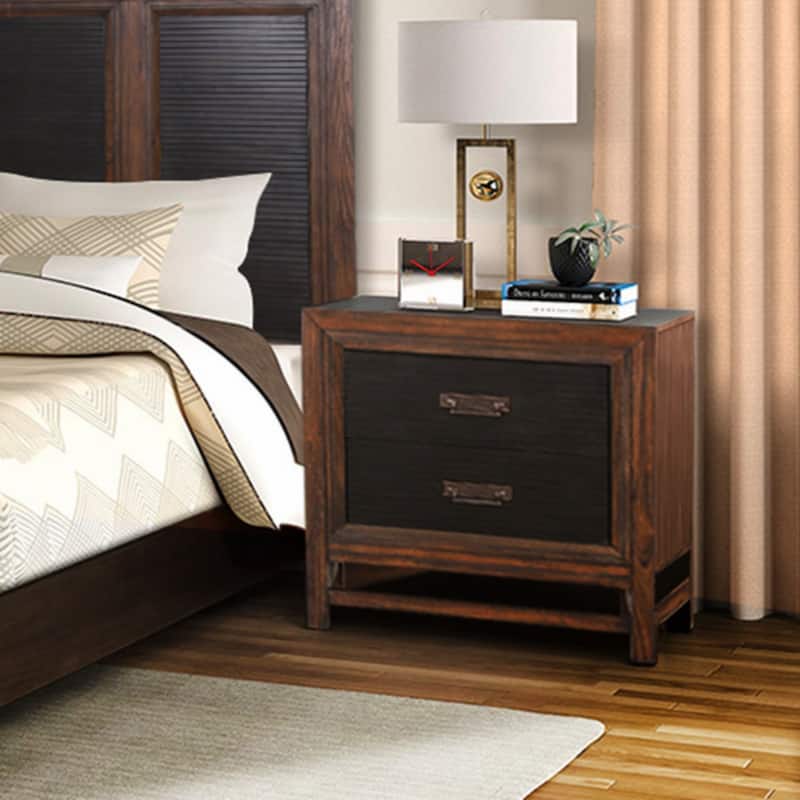 2-drawer Nightstand, No Assembly Required, Two-Tone Finish - Brown