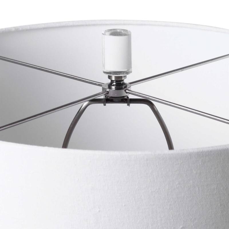 Geometric Ceramic Table Lamp with White Drum Shade - 26" - White