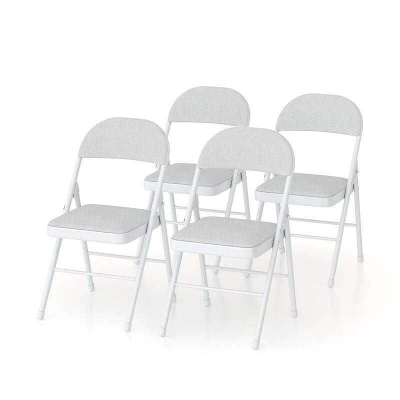 4 Pack Metal Folding Chairs with Padded Cushion and Back, Stackable Fabric Dining Chair Set, Upholstered Commercial Seat