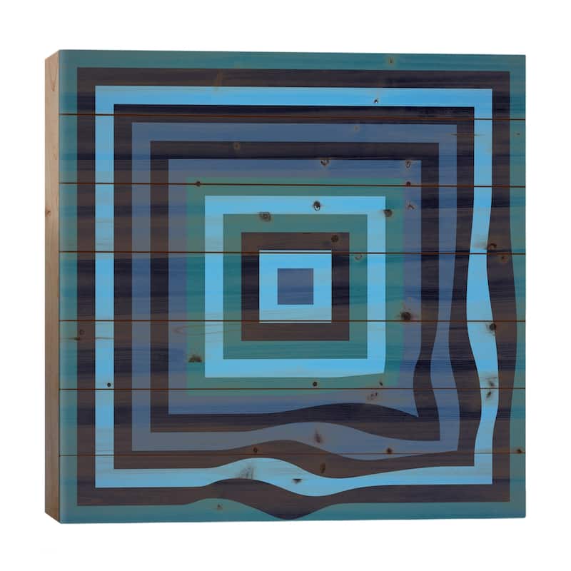 Blue Ripple Print On Wood by Greg Mably - Multi-Color - 26x26x1.5