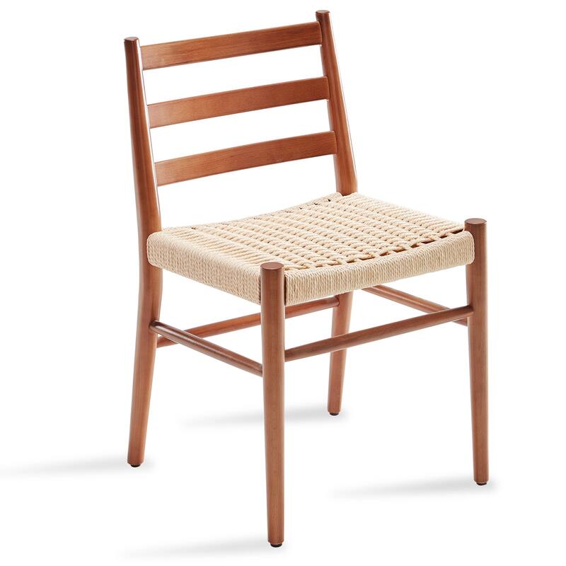 Dining Chairs Set of 2, Woven Rope Seat with Sturdy Metal Frame, Mid Century Modern Dining Room Chairs for Kitchen