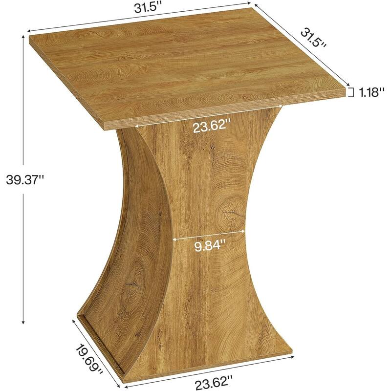39.4" H Square Bar Table, Modern Farmhouse Counter Height Pub Bistro Table - 31.50" L x 31.50" W x 39.37" H