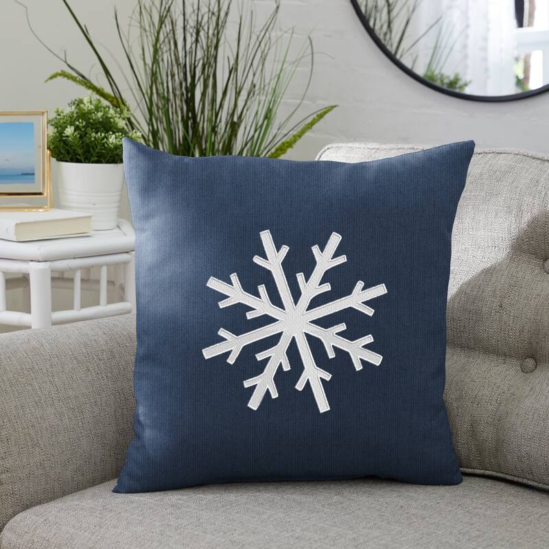 Snowflake Sunbrella Indoor/ Outdoor Pillow, 18 in x 18 in