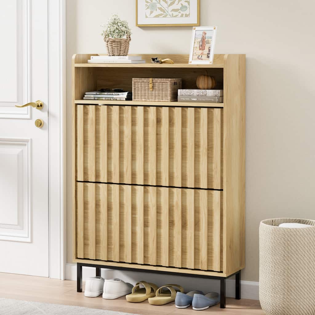 Shoe Cabinet with 2 Flip Drawers
