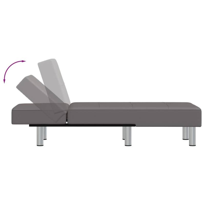 vidaXL Chaise Longue Gray Faux Leather - 21.7" x 55.1" x 27.6"
