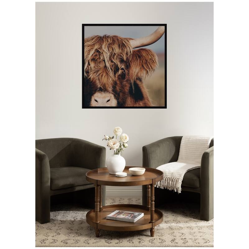 Kate and Laurel Nosy Highland by Laura Evans Framed Wall Art Print