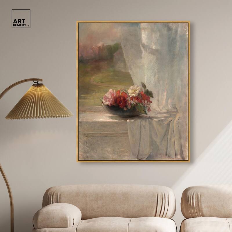 Flowers on a Window Ledge 1861 Canvas by Art Remedy