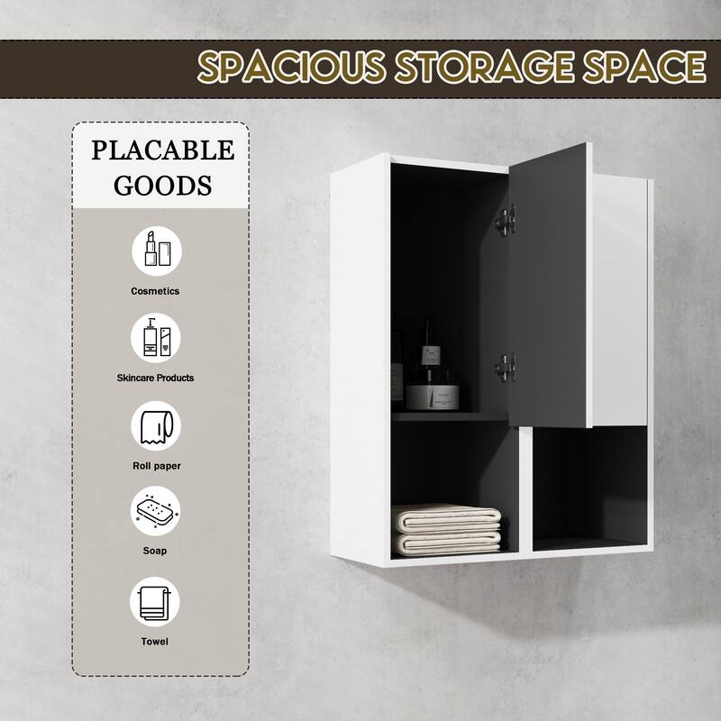 12" Bathroom Side Cabinet,2-Soft Close Doors,Float Mounting Design