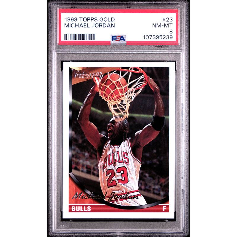 Michael Jordan 1993 Topps Gold Basketball Card #23 Graded PSA 8 Cert # 107395239 - 8' x 11'