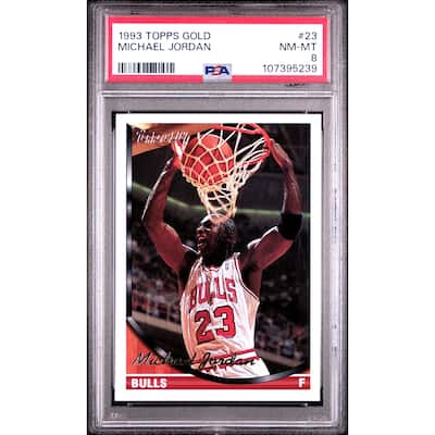 Michael Jordan 1993 Topps Gold Basketball Card #23 Graded PSA 8 Cert # 107395239 - 8' x 11'