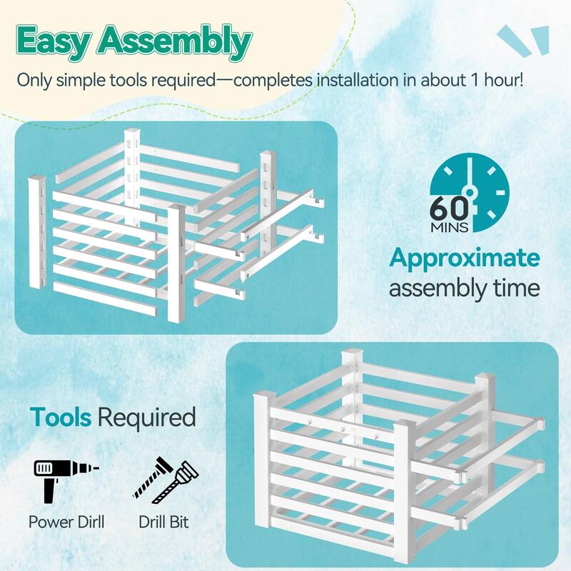 Waterproof Outdoor Pool Storage Bin with Hooks, Basket Holder or Long Panel for Poolside & Patio